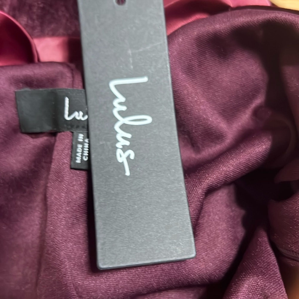 Lulus Florentina burgundy velvet backless bow midi dress women size L new - Picture 14 of 14